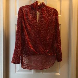 Karlie Velvet Fuchsia Leopard Print top, Medium